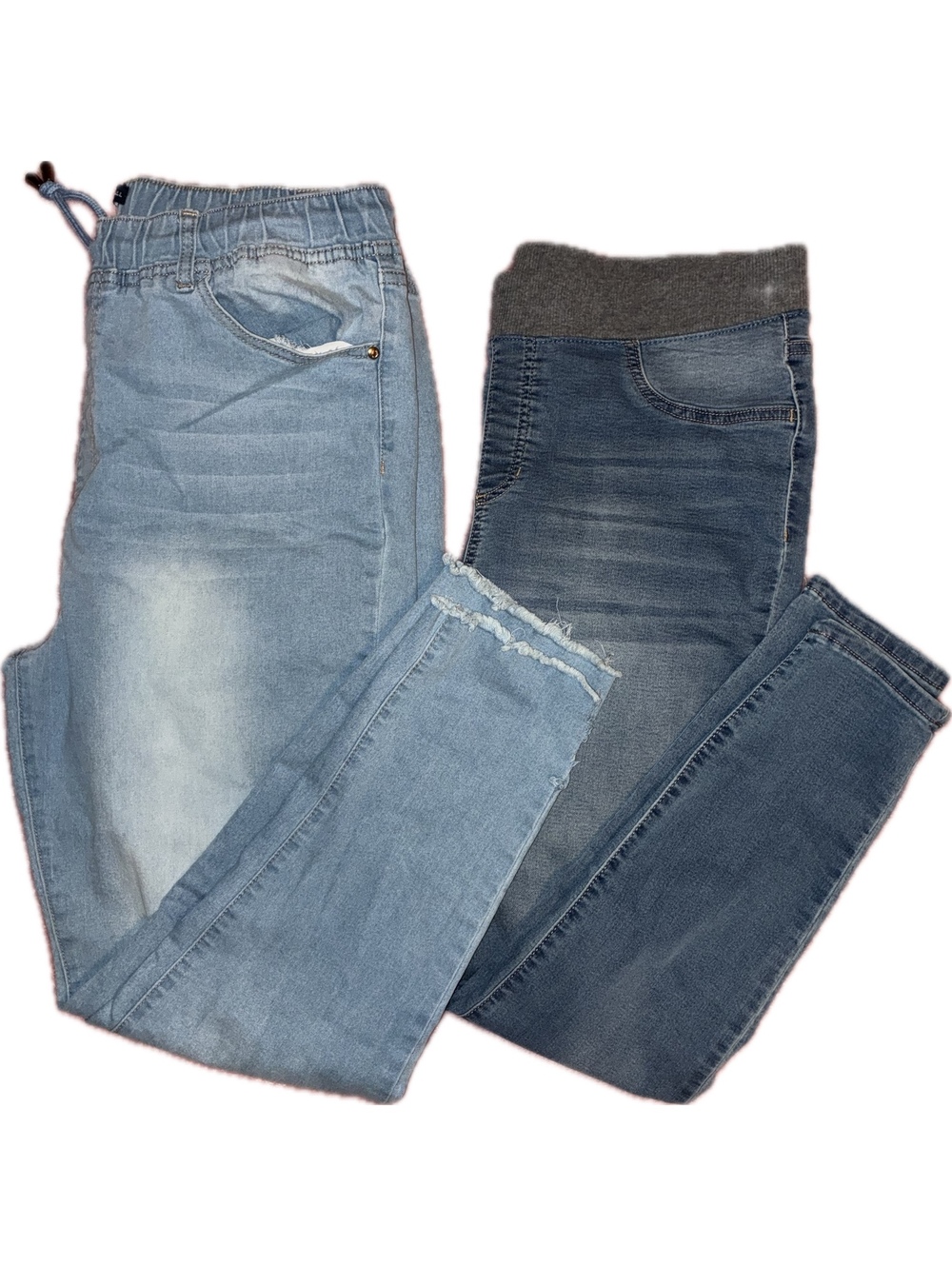Lot of 2 Womens Jeans XL 15-17 Pull On Elastic Waist Stretch Denim
